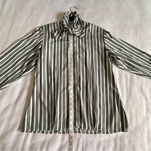Vintage Evan Picone Shirt Womens 8 Striped Bow Blouse Long Sleeve 70s Old Money - Picture 5 of 11